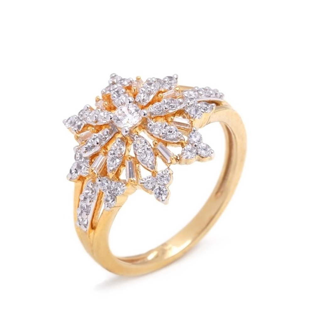 Mesmerising Cocktail Look Knot Pattern Diamond Ring in White and Rose Gold